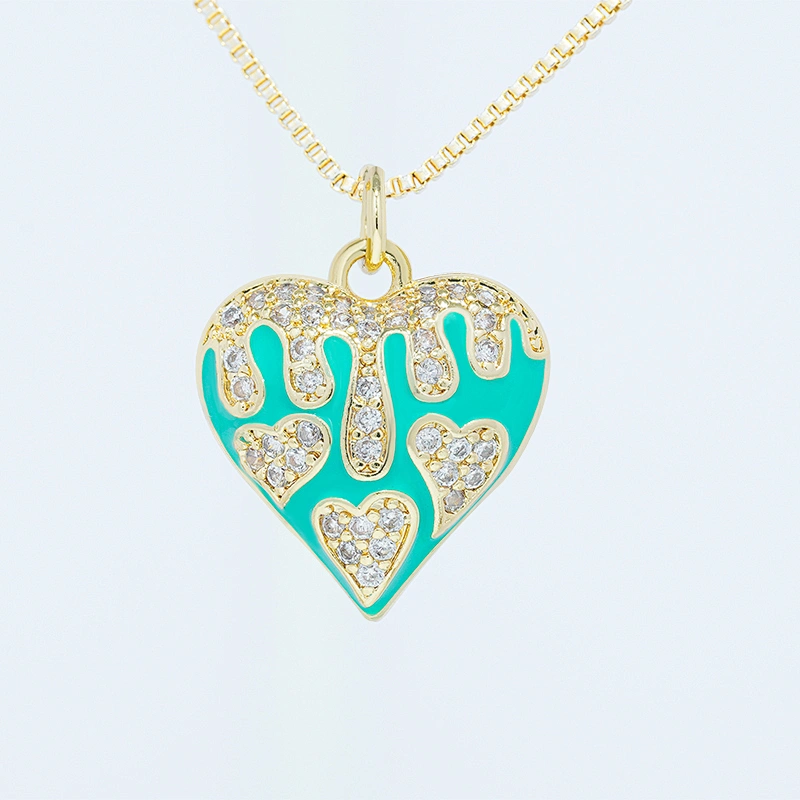 2022 Heart Shape  Pendants  Necklace Pendant Charms DIY Bracelet Making  Gold Plated Jewelry CZ Heart Shape Pendants Charms