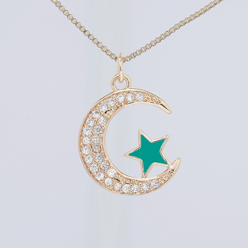 2022 Beautiful Moon Pendants Bracelet Necklace Pendant Charms DIY Bracelet Making Jewelry CZ Moon Shaped Pendants Charms