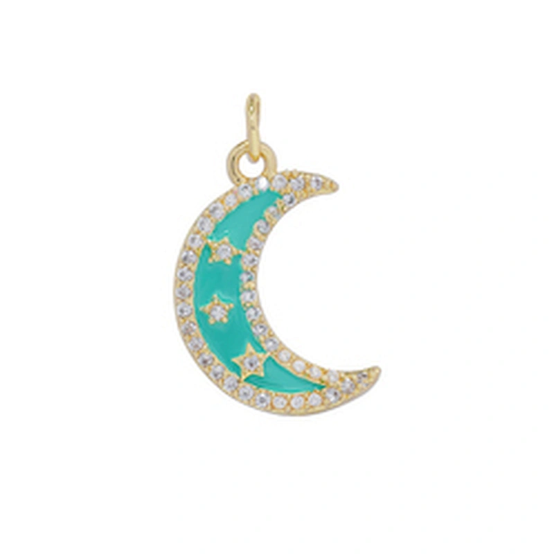 Beautiful Style Moon Pendants Bracelet Necklace Pendant Charms DIY Bracelet Making Jewelry CZ Moon Shaped Pendants Charms