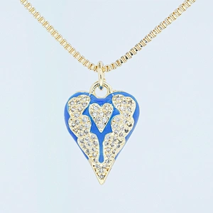 Factory Heart Shape Pendants Necklace Pendant Charms Bracelet Making 18k Gold Plated Jewelry CZ Heart Shape Pendants Charms DIY