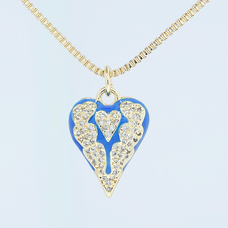 Factory Heart Shape Pendants Necklace Pendant Charms Bracelet Making 18k Gold Plated Jewelry CZ Heart Shape Pendants Charms DIY