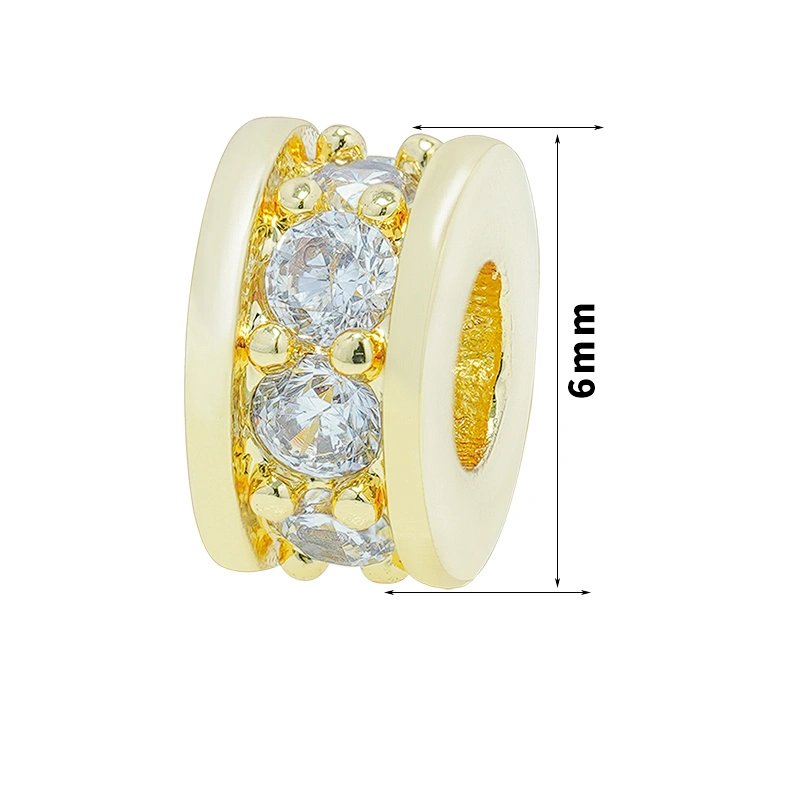 2022 New Arrival Spacers Beads Jewelry Making  Bracelet Necklace Beads DIY Wholesale CZ Cylindrical Spacer Charms  Beads