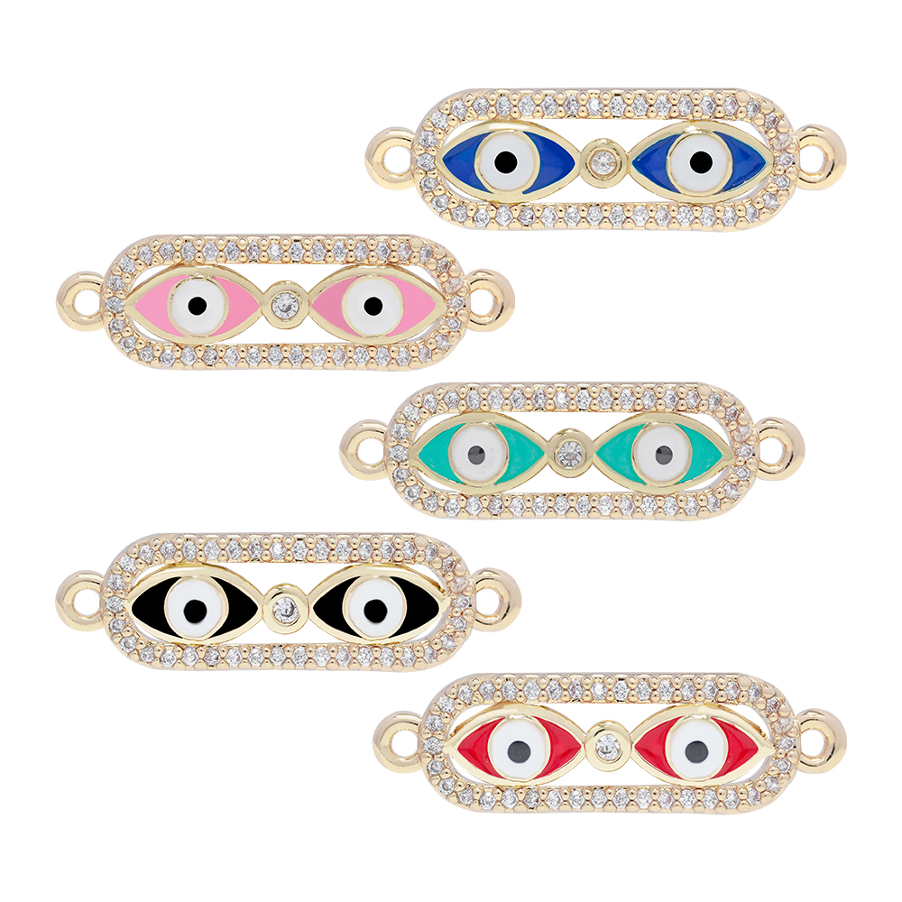 Fashion Eyes Shape Bracelet Connectors  Jewelry Making DIY Gold Accessories Bracelets Charms CZ Eyes Bracelet Connectors