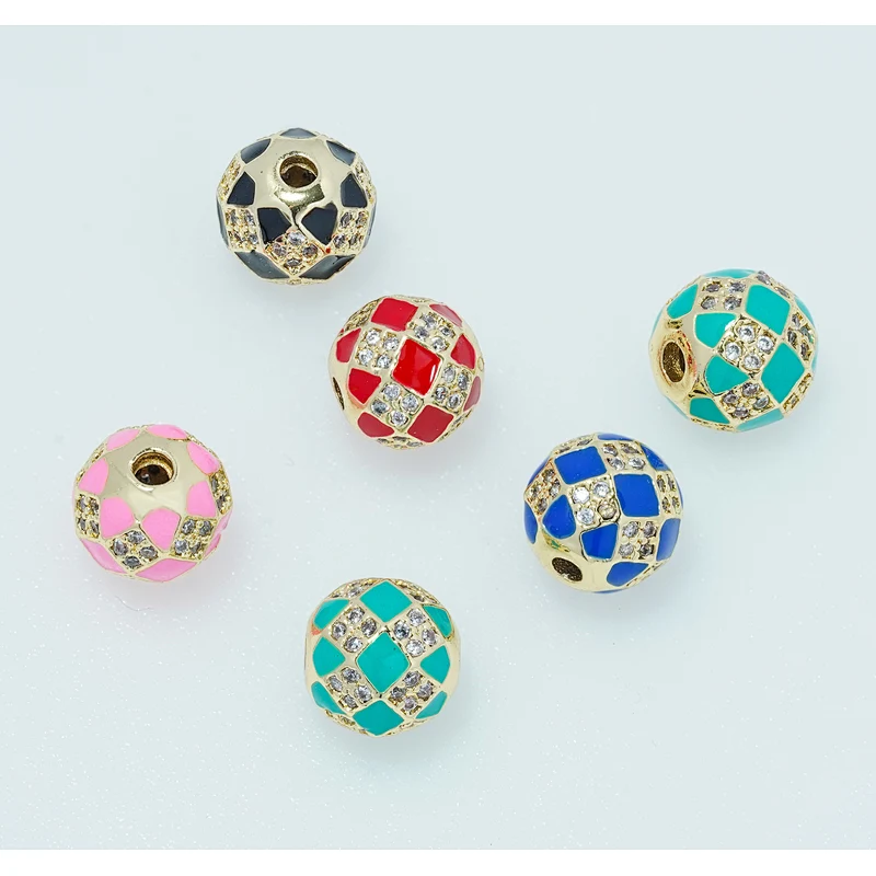 trendy cz beads spacer micro pave lover gold plated jewelry