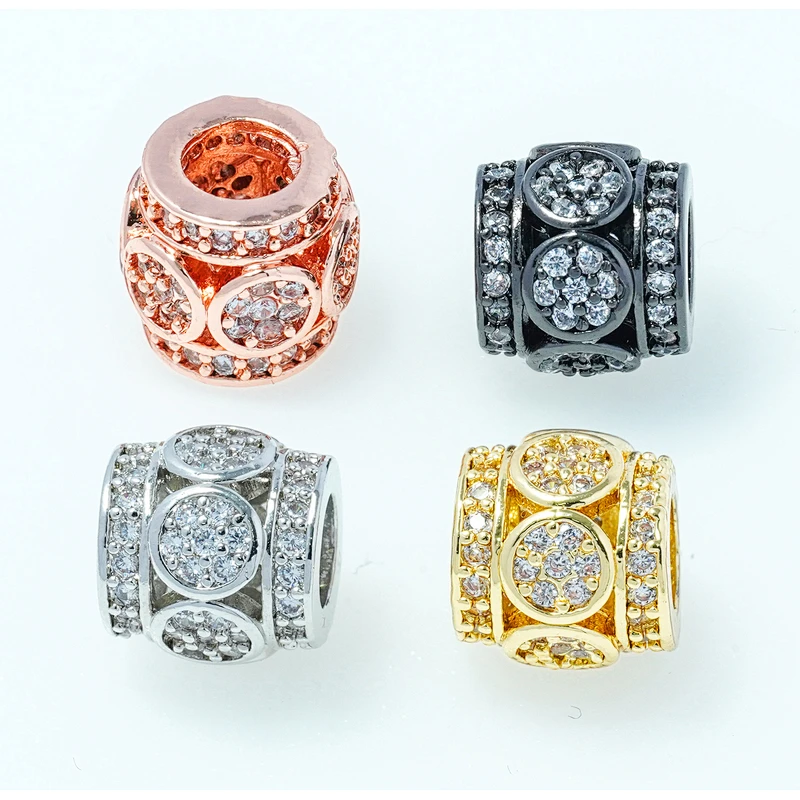 trendy cz beads spacer micro pave lover gold plated jewelry
