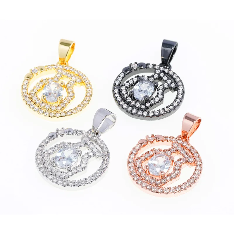 necklace pendants high quality cz with gold plated micro pave jewelry