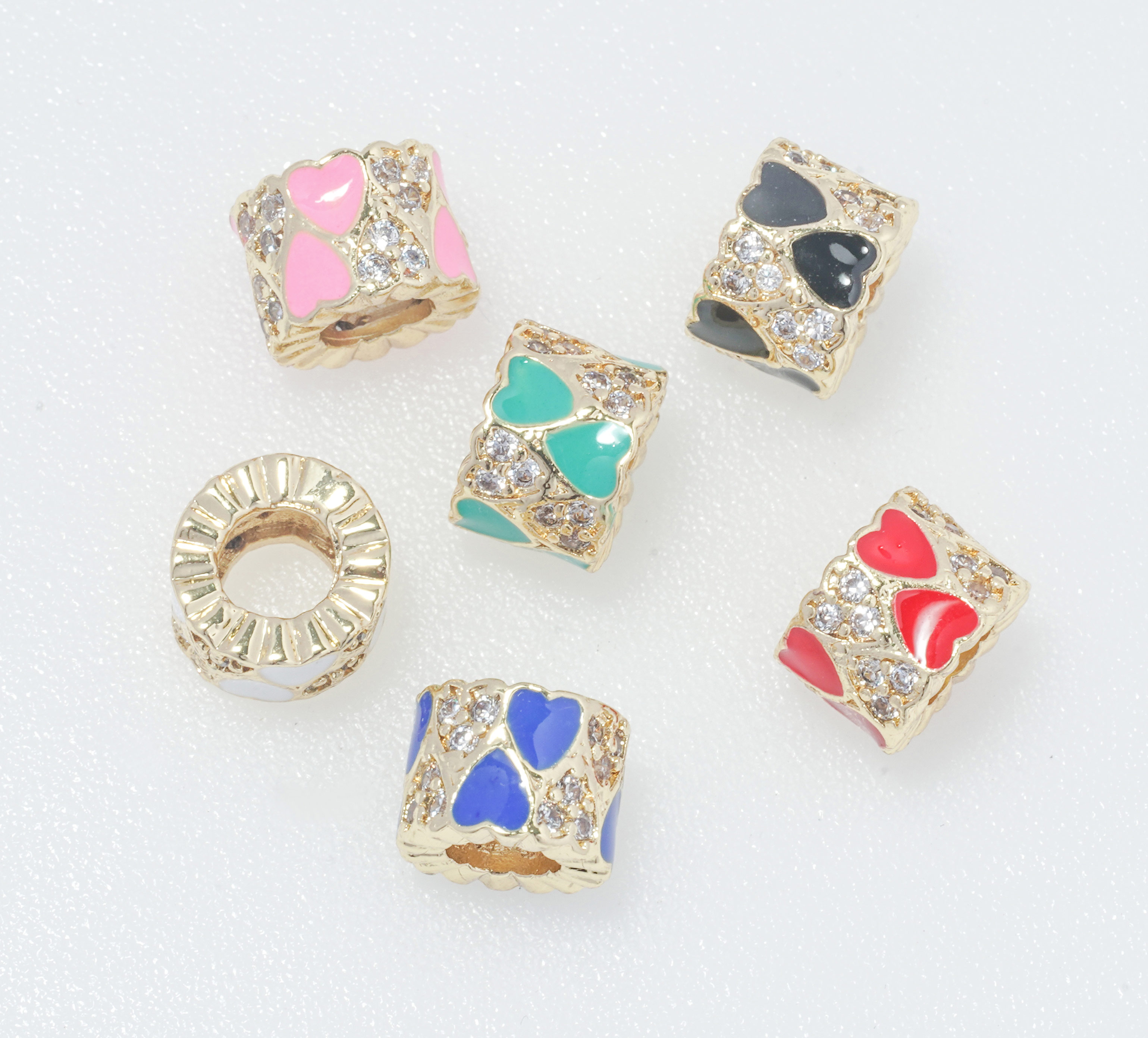 trendy cz beads spacer micro pave lover gold plated jewelry