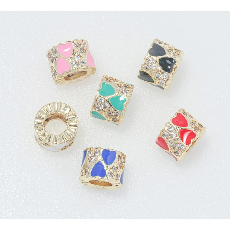 trendy cz beads spacer micro pave lover gold plated jewelry