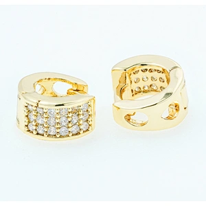 micro pave earring luxury style women wearing gold plated earring