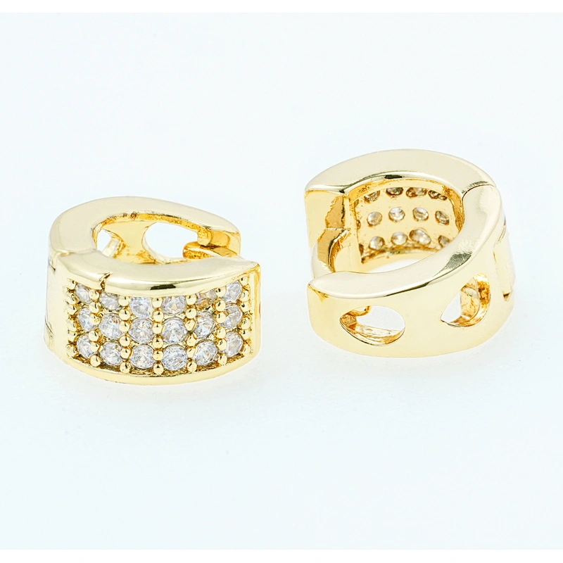 micro pave earring luxury style women wearing gold plated earring