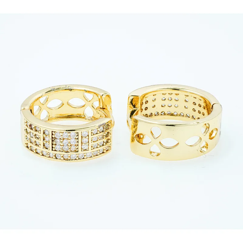 micro pave earring luxury style women wearing gold plated earring
