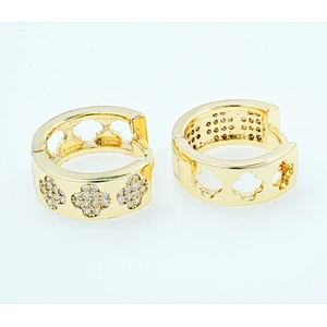 micro pave earring luxury style women wearing gold plated earring