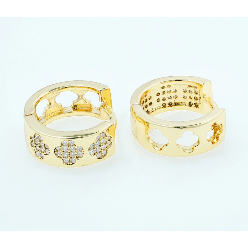 micro pave earring luxury style women wearing gold plated earring