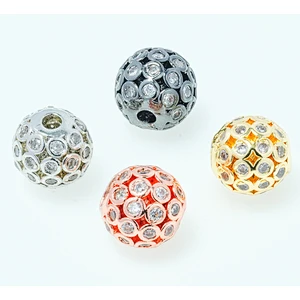 trendy cz beads spacer micro pave lover gold plated jewelry