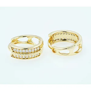 micro pave earring luxury style women wearing gold plated earring