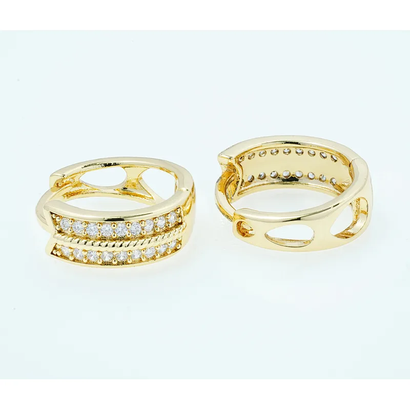 micro pave earring luxury style women wearing gold plated earring