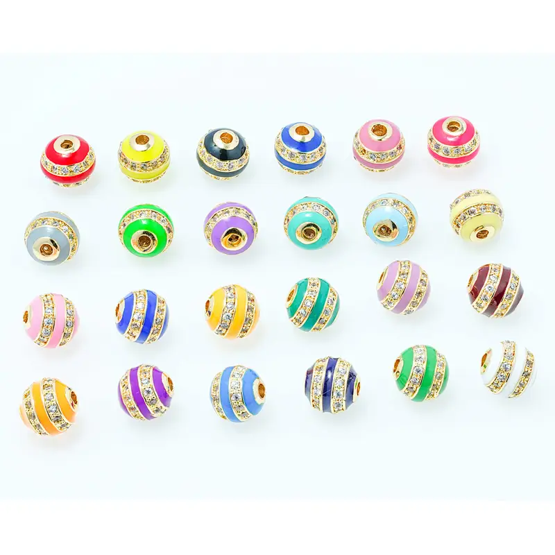 trendy cz beads spacer micro pave lover gold plated jewelry