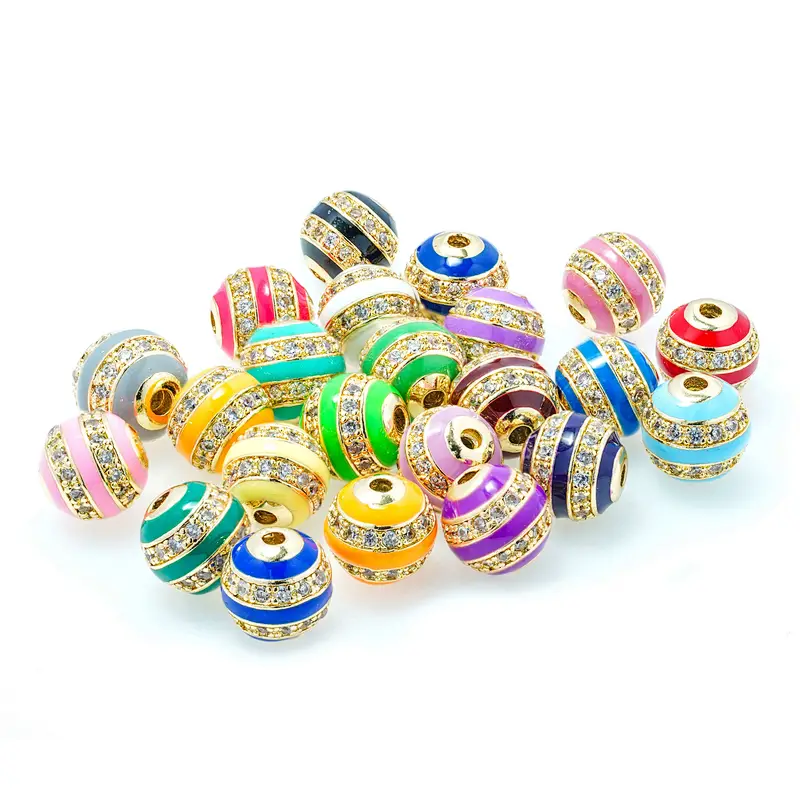 trendy cz beads spacer micro pave lover gold plated jewelry