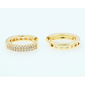 micro pave earring luxury style women wearing gold plated earring