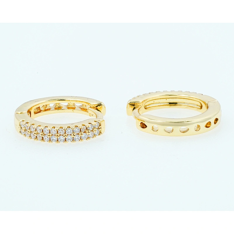 micro pave earring luxury style women wearing gold plated earring