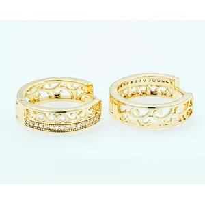 micro pave earring luxury style women wearing gold plated earring