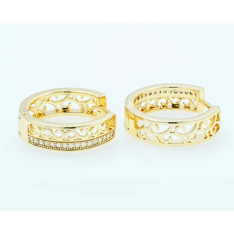 micro pave earring luxury style women wearing gold plated earring