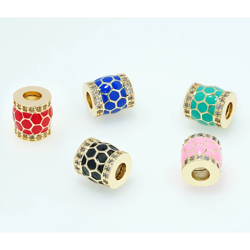 trendy cz beads spacer micro pave lover gold plated jewelry