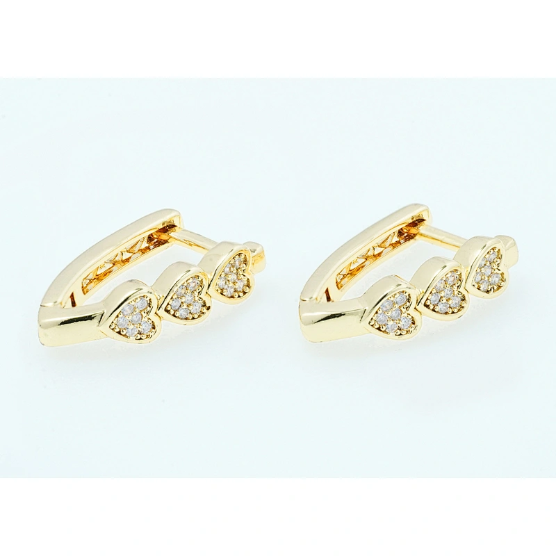 micro pave earring luxury style women wearing gold plated earring