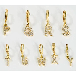 micro pave earring luxury style women wearing gold plated earring
