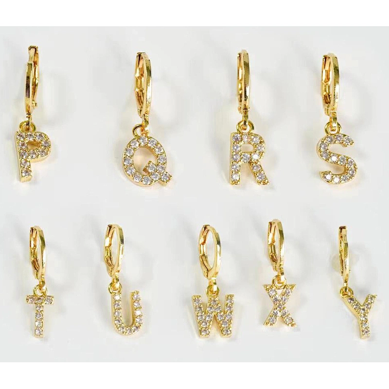 micro pave earring luxury style women wearing gold plated earring