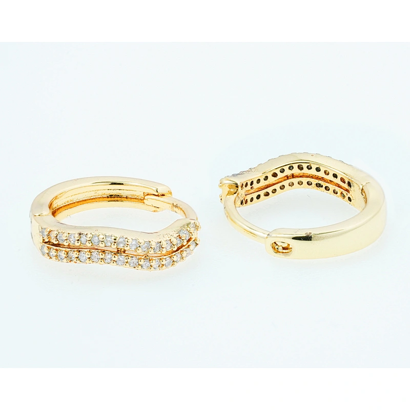 micro pave earring luxury style women wearing gold plated earring