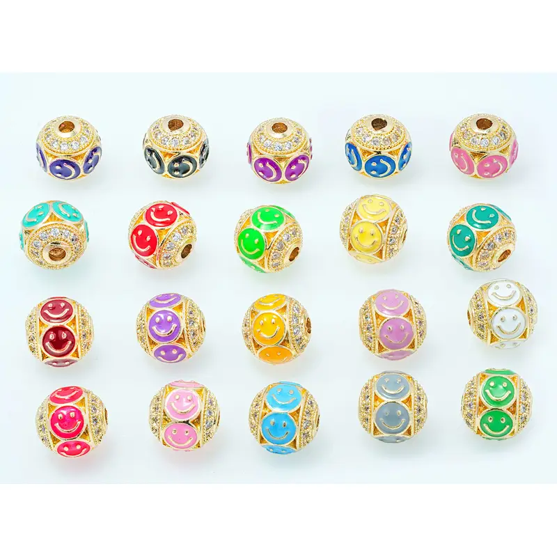 trendy cz beads spacer micro pave lover gold plated jewelry