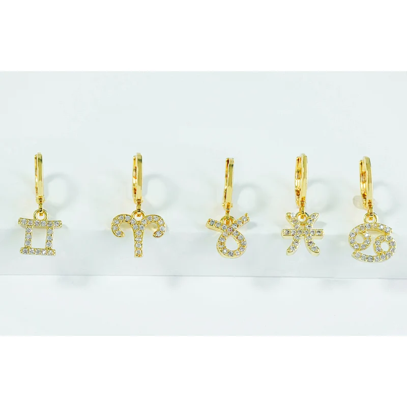 micro pave earring luxury style women wearing gold plated earring