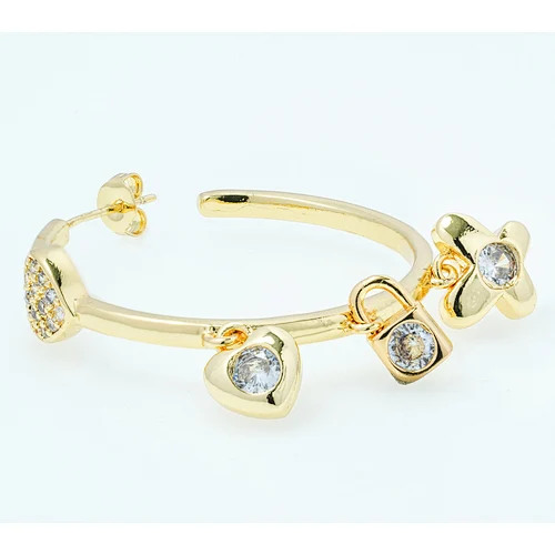 micro pave earring luxury style women wearing gold plated earring