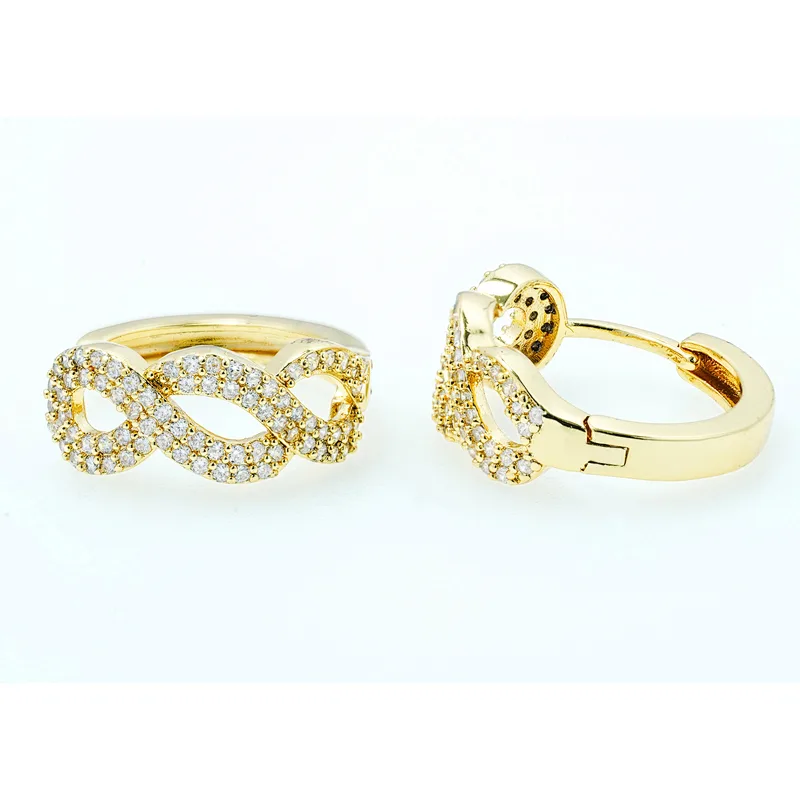micro pave earring luxury style women wearing gold plated earring