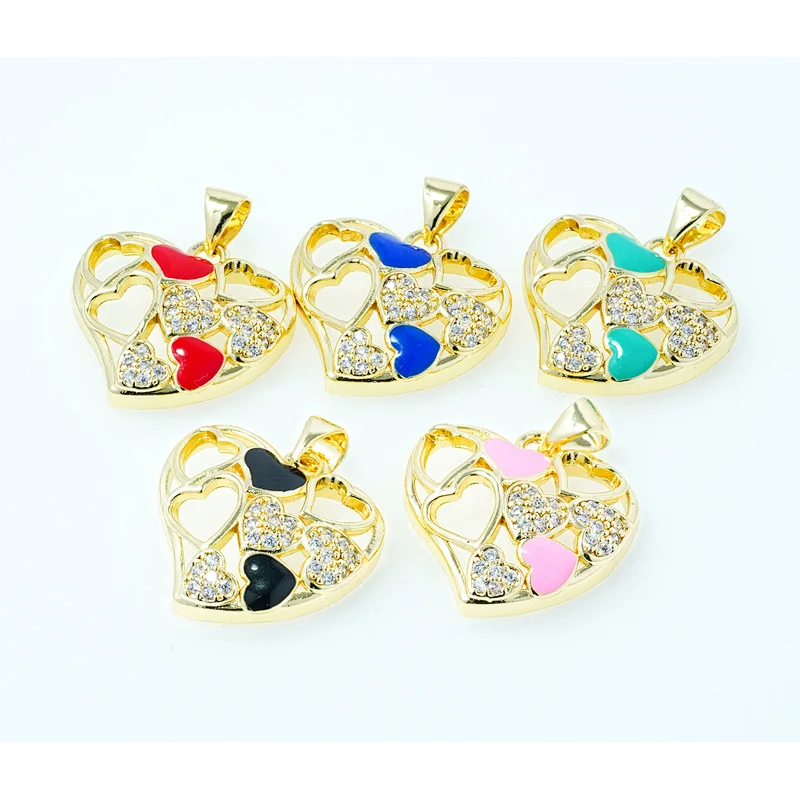 necklace pendants high quality cz with gold plated micro pave jewelry
