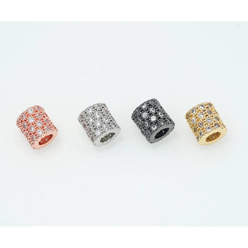 trendy cz beads spacer micro pave lover gold plated jewelry
