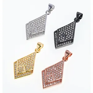 necklace pendants high quality cz with gold plated micro pave jewelry