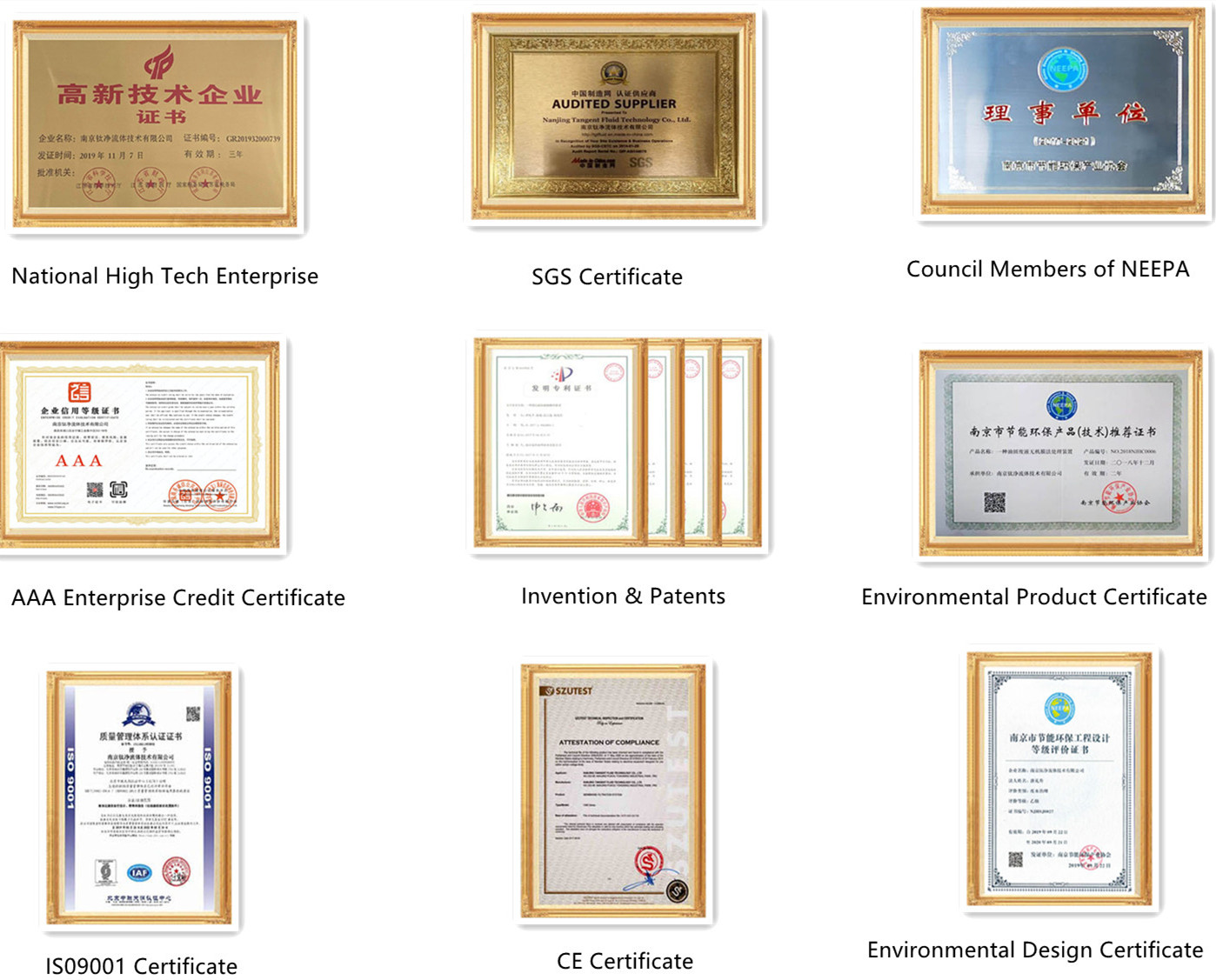 CE ISO SGS certificate