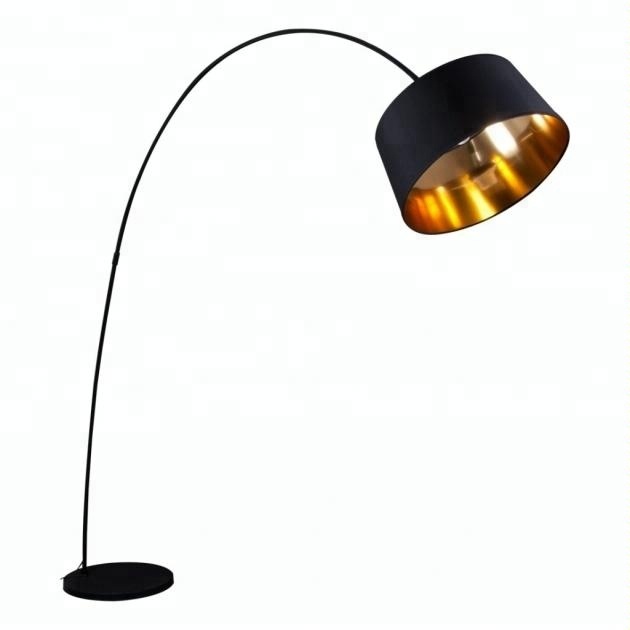 black fabric shade arc fishing floor standing lamp light for home hotel decorative