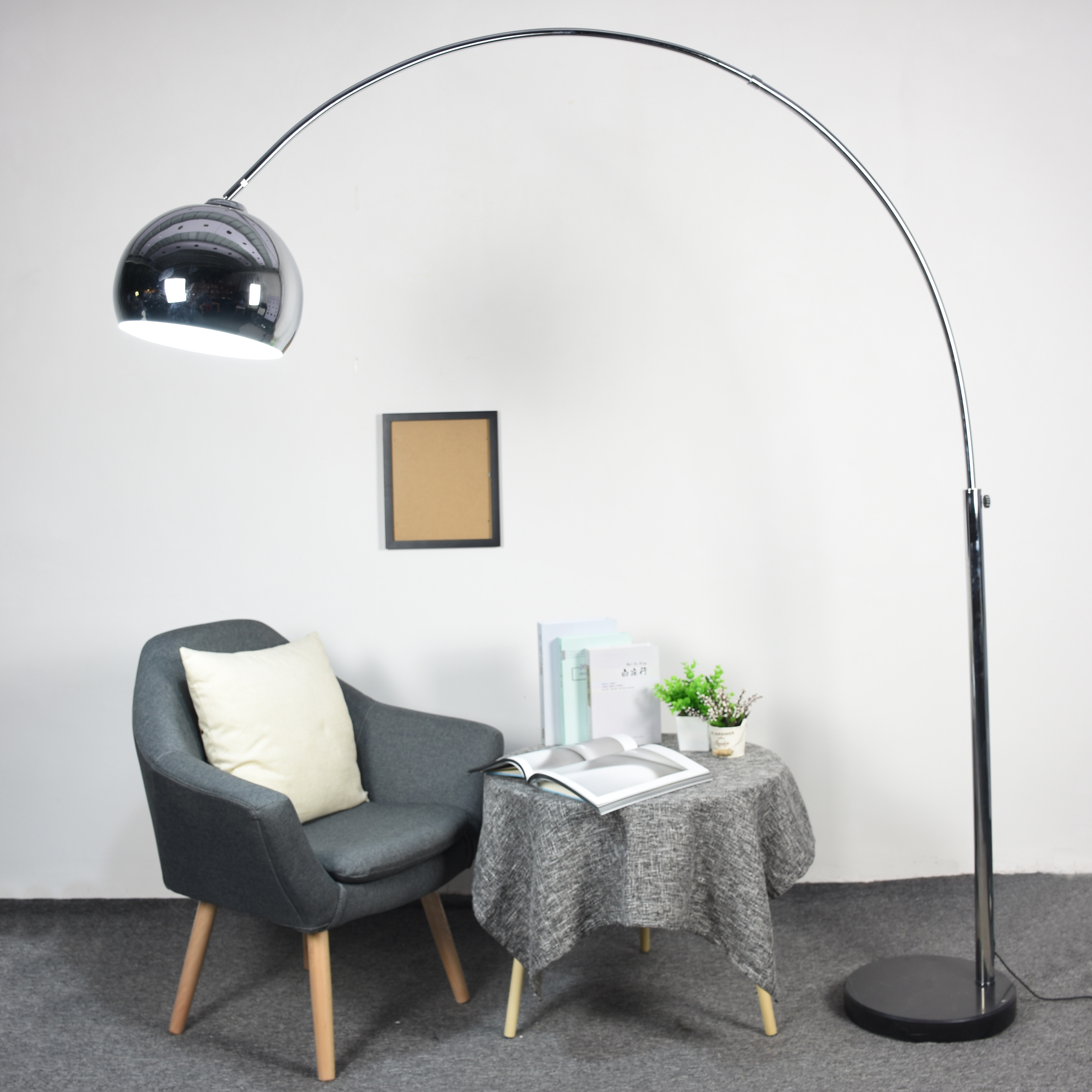 Arc stand light with chrome color