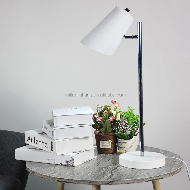Modern home office decoration white and black painting iron desk lamp table light