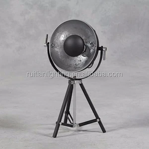 Black Tripod Spotlight Table Lamp with gold Inner Shade desk light
