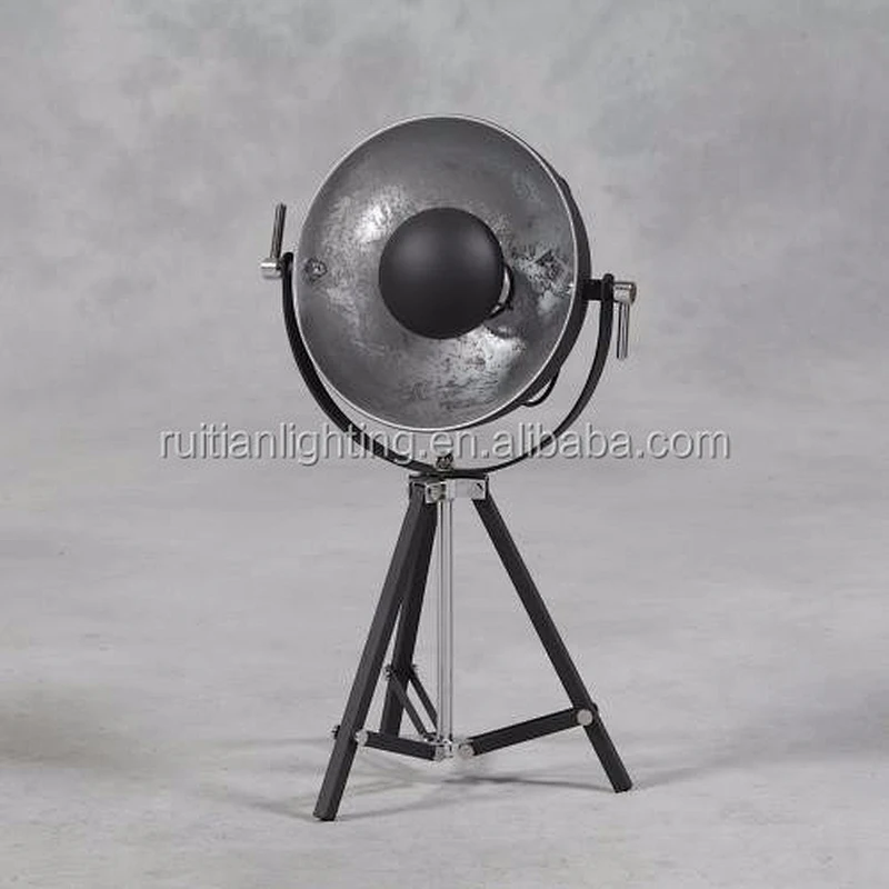 Black Tripod Spotlight Table Lamp with gold Inner Shade desk light