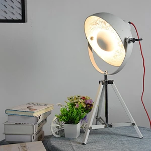 Black Tripod Spotlight Table Lamp with gold Inner Shade desk light