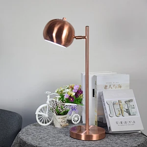 gold metal globe table Lamp rose gold desk light for wholesale