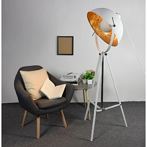 2022 High quality vintage lighting gold standing light tripod spotlight brass tripod floor lamp with dome shade