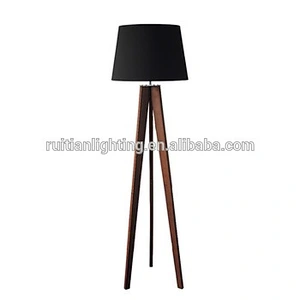Wooden Tripod Floor standing Lamp with fabric shade lamp stand tripod for home office