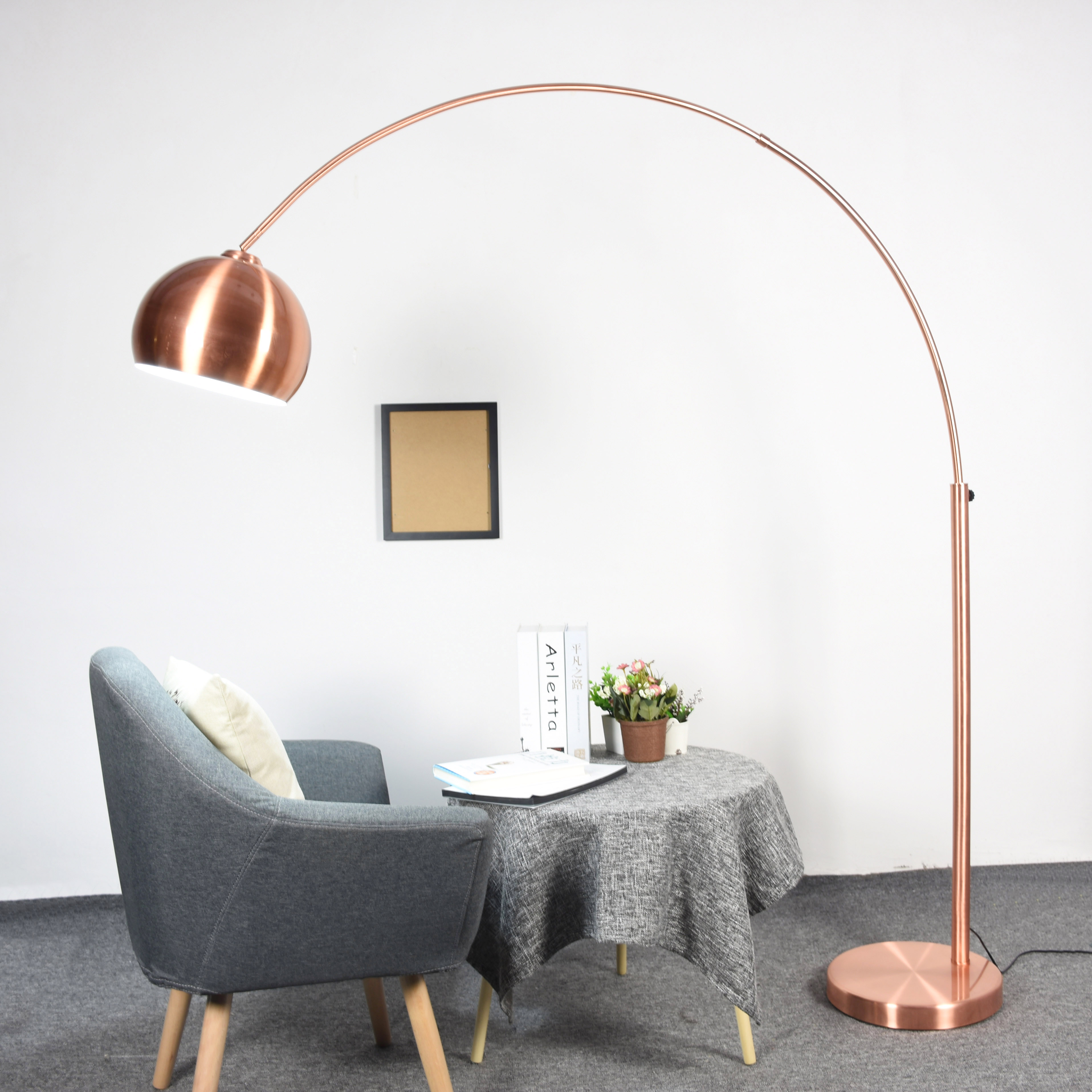 modern fashion floor lamp arc fishing rose gold copper floor standing light