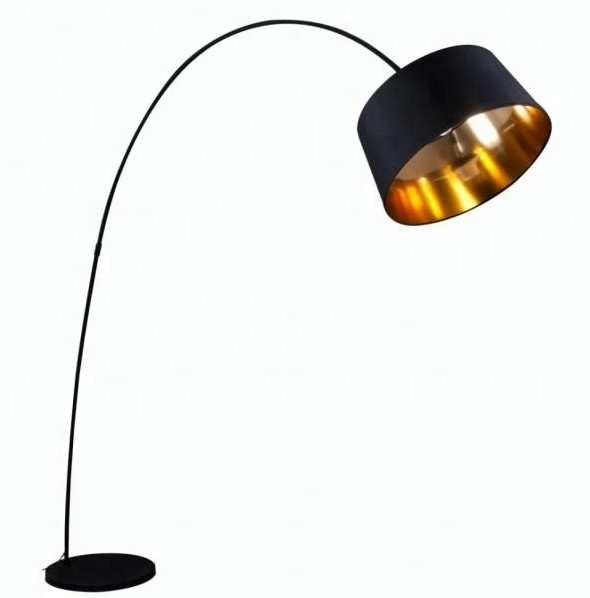 black fabric big fishing lobby floor lamp stand light furniture for home decoration